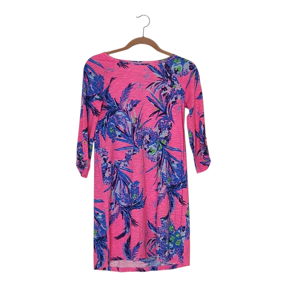 Lilly Pulitzer XXS Surfcrest Swing Dress Monkey Floral Tiki Pink Out On A Limb